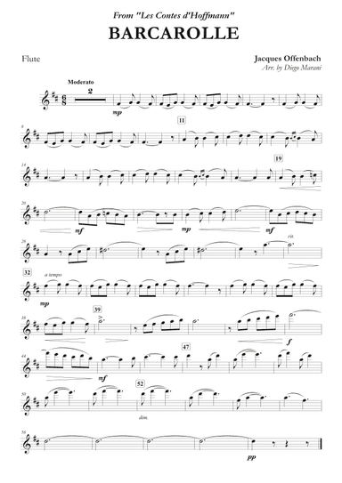 Offenbach's Barcarolle for Flute and Piano (arr. Diego Marani)