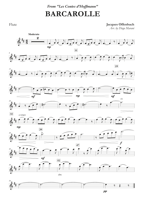 Offenbach's Barcarolle for Flute and Piano (arr. Diego Marani)