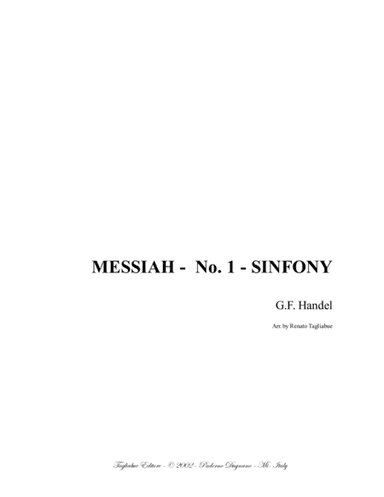 MESSIAH - SYMPHONY No. 1 - Arr. for String Quartet - With parts (arr. Renato Tagliabue)