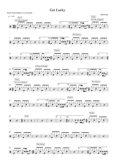 Get Lucky (arr. Drum Transcription: Leo Alvarado)