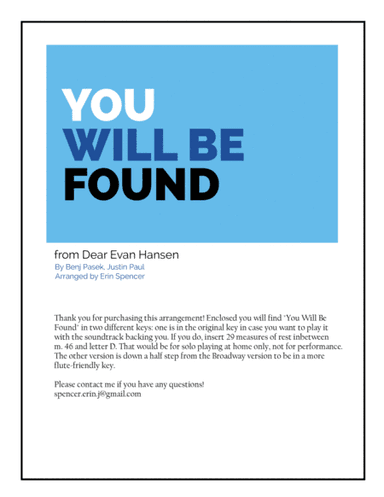 You Will Be Found (arr. Erin Spencer)