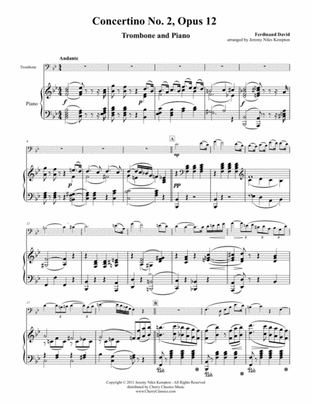 Concertino No. 2 in B-flat for Trombone and Piano (arr. Jeremy Niles Kempton)