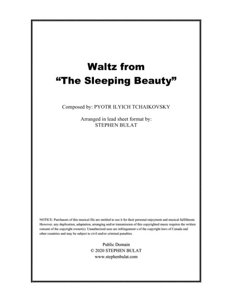 Sleeping Beauty Waltz (Tchaikovsky) - Lead sheet (key of C) (arr. Stephen Bulat)