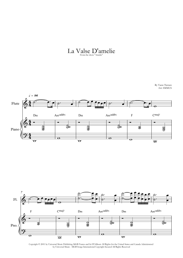 La Valse D'amelie (arr. SMMUS)