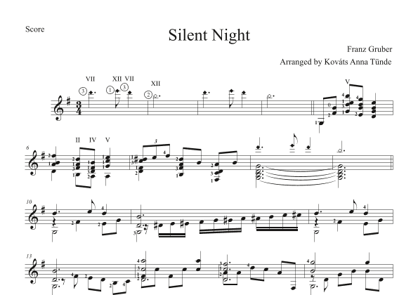 Silent Night (Stille Nacht) for classical guitar (arr. Kovats Anna Tunde)