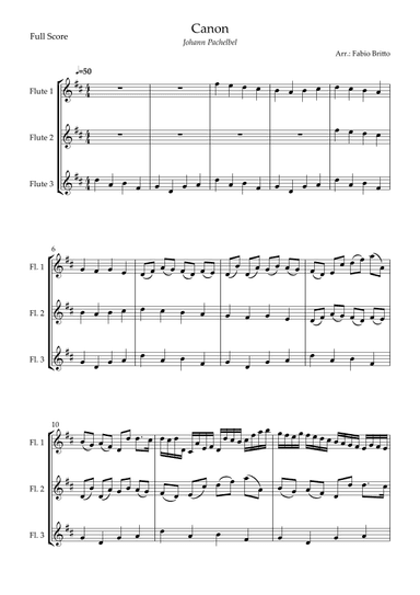 Canon - Johann Pachelbel (Wedding/Reduced Version) for Flute Trio (arr. Fabio Britto)