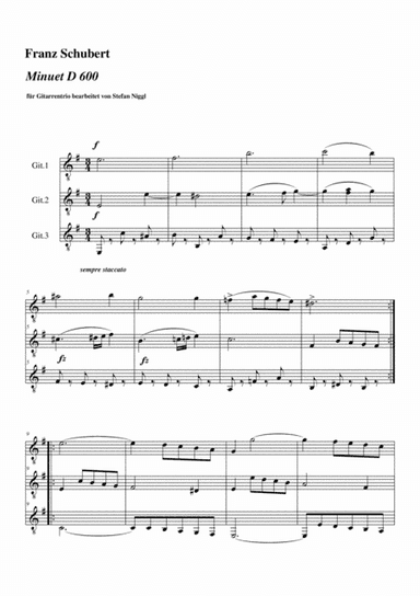 Minuet D.600 for Guitar Trio (arr. Stefan Niggl)