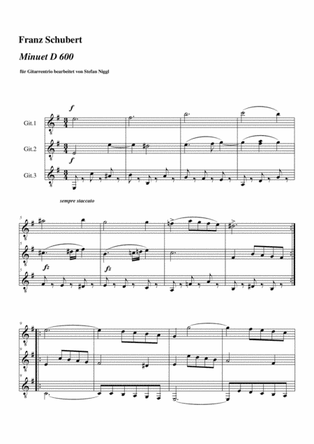 Minuet D.600 for Guitar Trio (arr. Stefan Niggl)