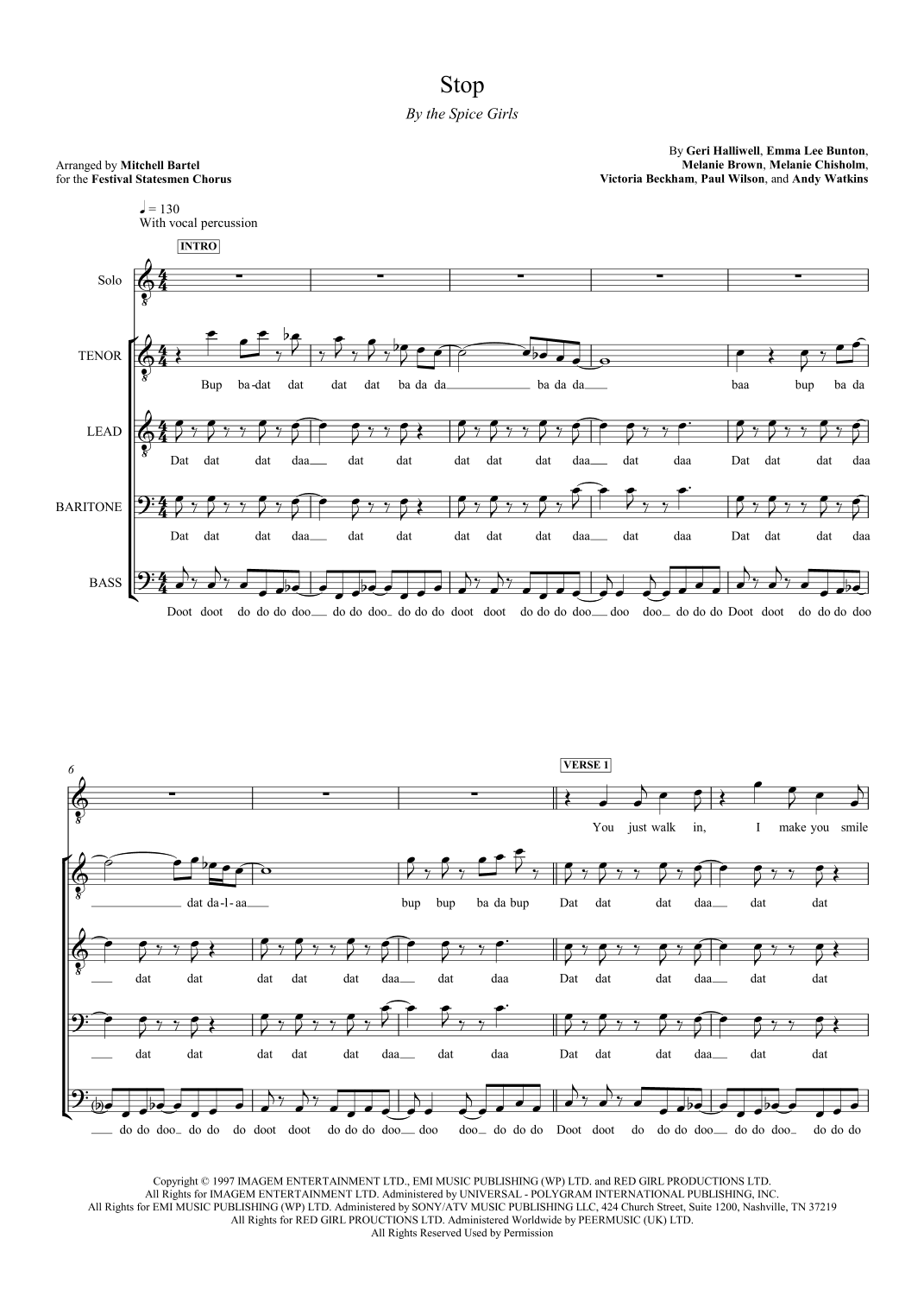 Stop (arr. Mitchell Bartel)