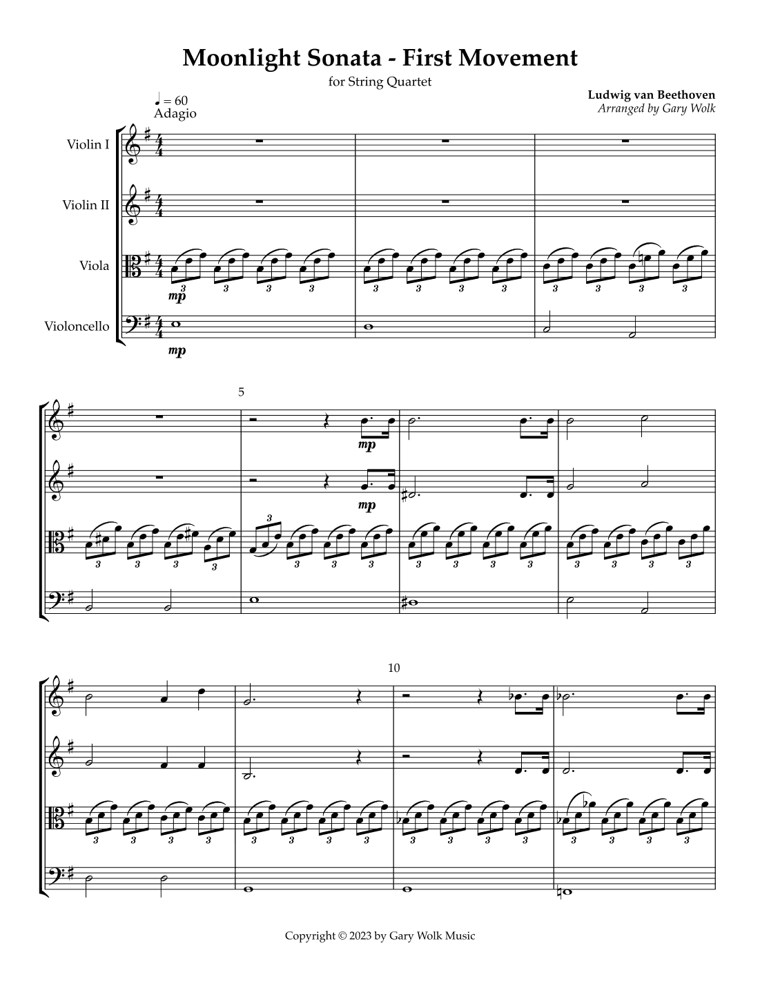 Moonlight Sonata (arr. Gary Wolk)