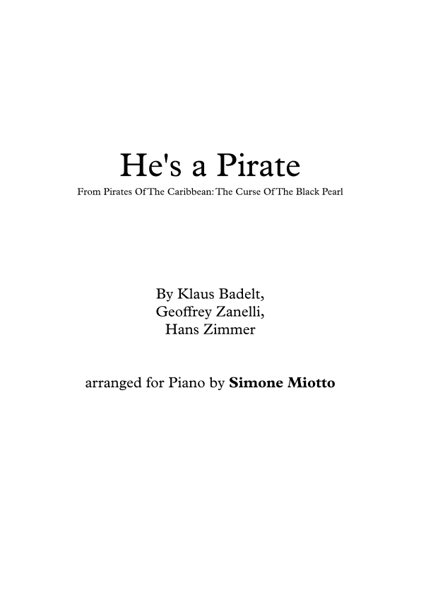 He's A Pirate (arr. Simone Miotto)