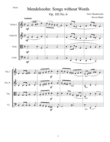 Mendelssohn - Songs without Words, Op. 102 No. 6 (arr. Steven Shade)