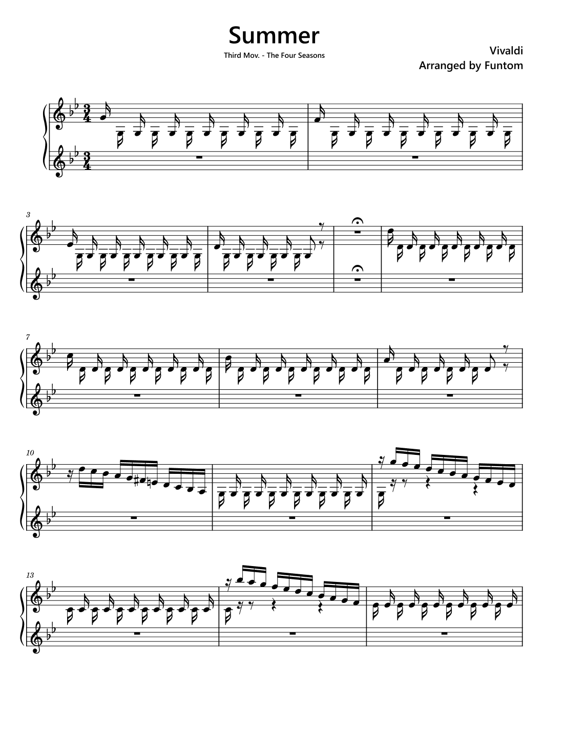 Summer Piano Vivaldi (arr. Funtom)