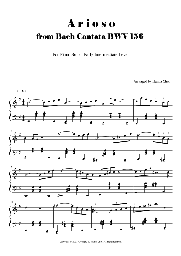 J.S.Bach - Arioso from Cantata BWV 156 [for Piano Solo] (arr. Hanna Choi)