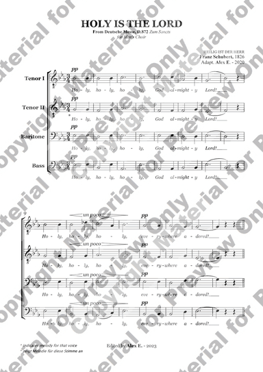 Holy is the Lord - For Men's Choir (Full Score TTBB) (arr. Alex E.)