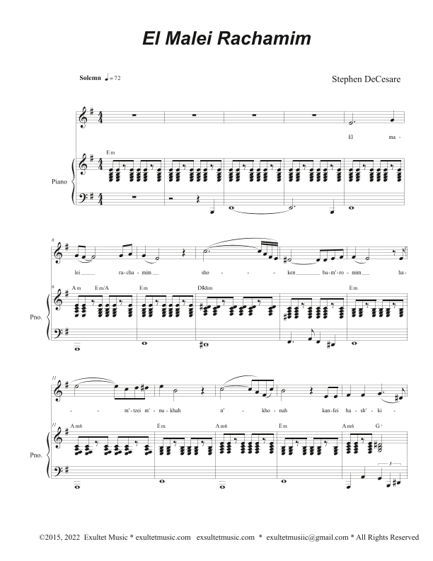 El Malei Rachamim (Vocal solo - Medium Key)