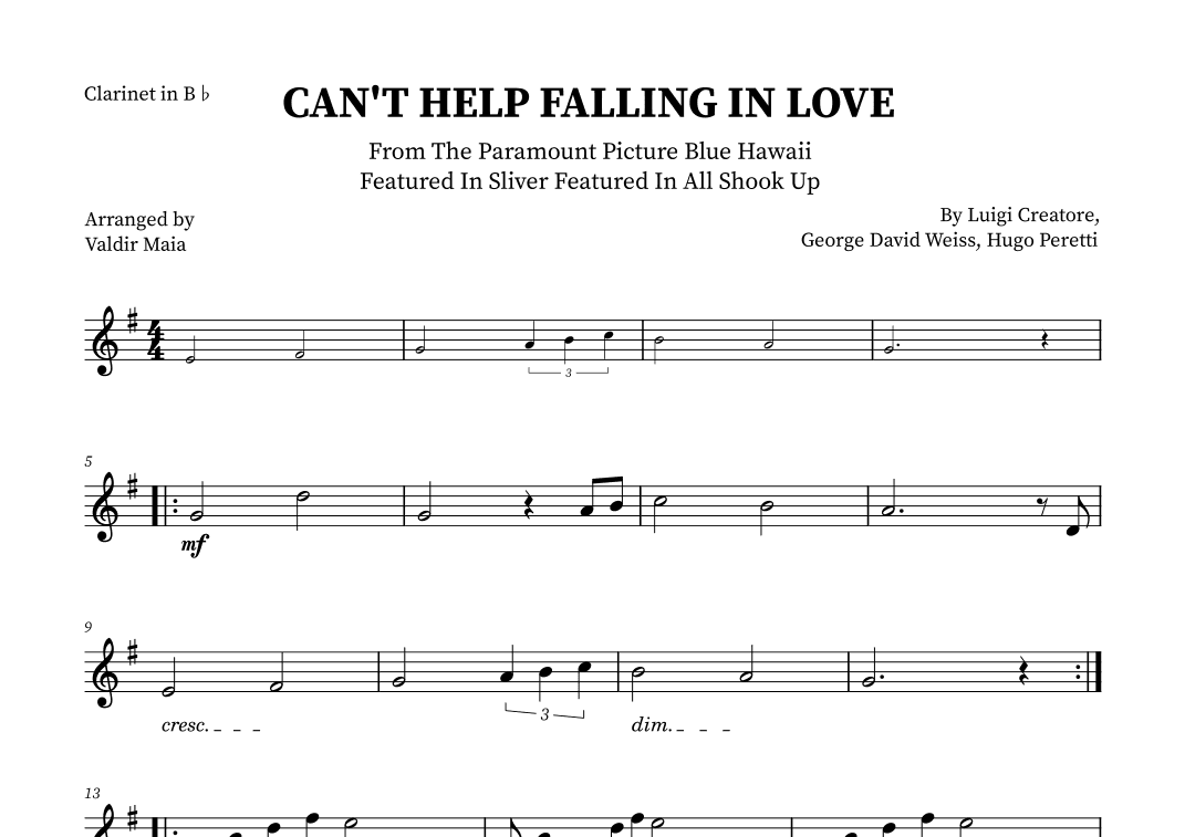 Can't Help Falling In Love (arr. Valdir Maia)