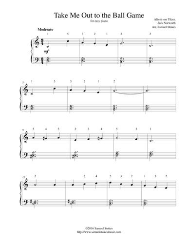 Take Me Out to the Ballgame - for easy piano (arr. Samuel Stokes)