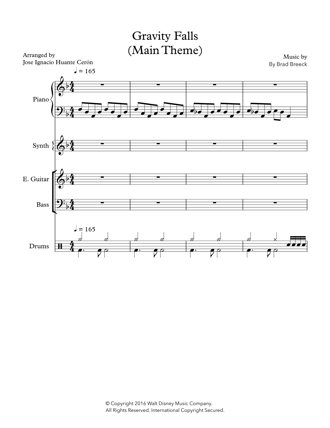 Gravity Falls (main Theme) (arr. Jose Ignacio Huante Ceron)