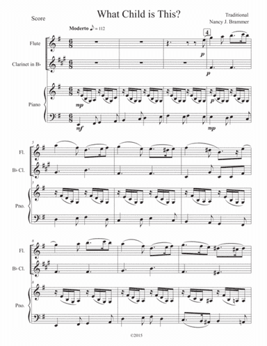 What Child is This? For Flute, Clarinet and Piano (arr. Nancy J. Brammer)