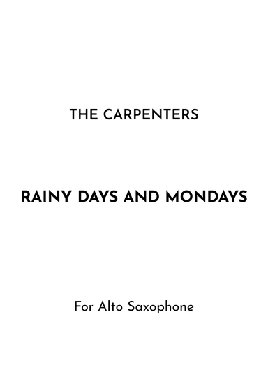 Rainy Days And Mondays (arr. Jireh J.)