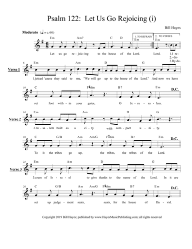 Psalm 122: Let Us Go Rejoicing (i) - leadsheet