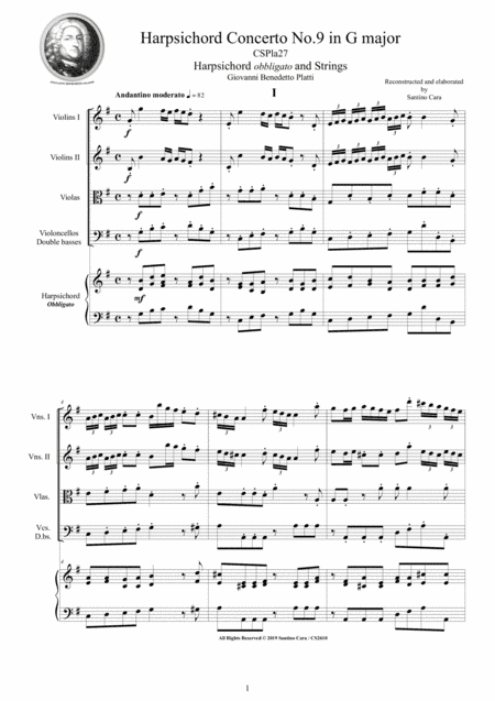 Platti - Harpsichord Concerto No.9 in G major CSPla27 for Harpsichord and Strings (arr. Santino Cara)
