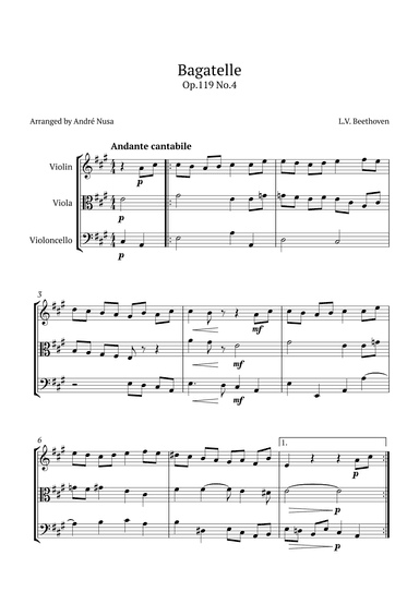 Bagatelle Op.119 No.4 (arr. André Nusa)