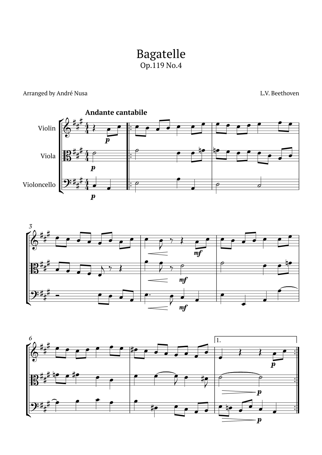 Bagatelle Op.119 No.4 (arr. André Nusa)