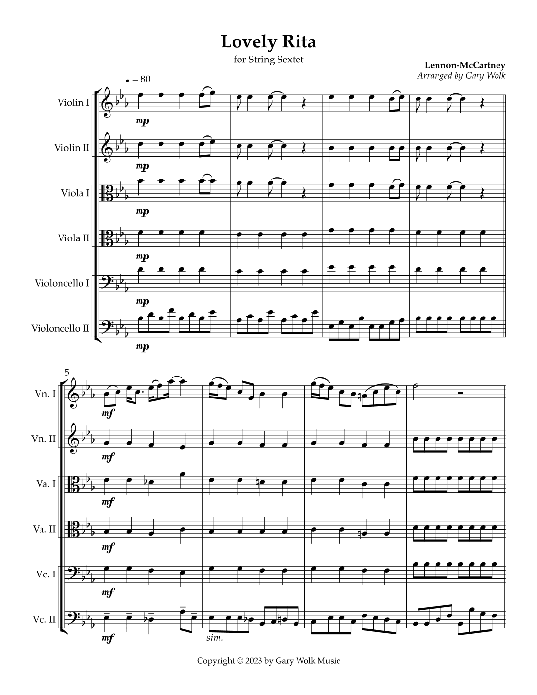 Lovely Rita (arr. Gary Wolk)