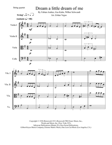 Dream A Little Dream Of Me (arr. Zoltan Vegso)