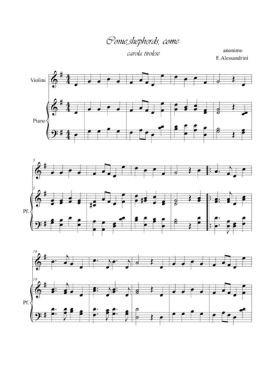 Come, shepherds,come. Violin and piano (arr. Ester Alessandrini)