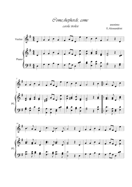 Come, shepherds,come. Violin and piano (arr. Ester Alessandrini)