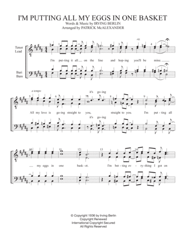 I'm Putting All My Eggs In One Basket (arr. Patrick McAlexander)