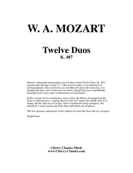 Twelve Duos for Two Trombones (arr. Sauer, Ralph)