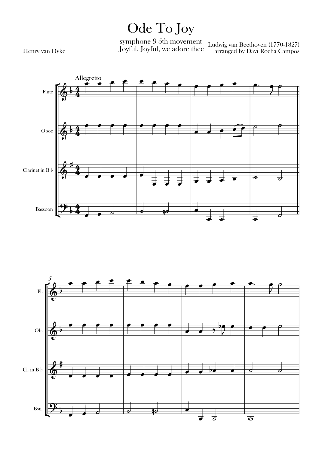 Ode To joy (Symphony 9 5th movement) (arr. Davi Rocha Campos)