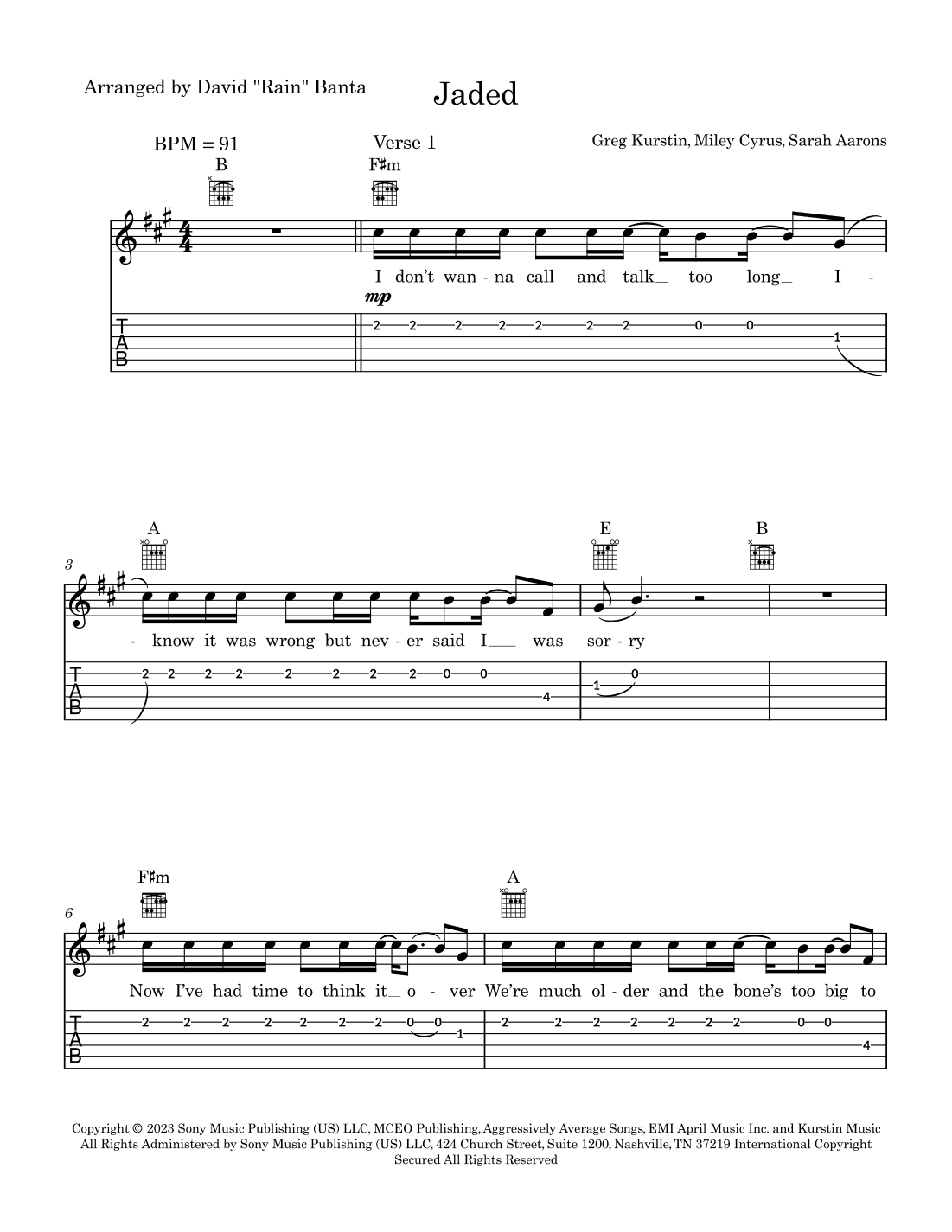 Jaded (arr. David Rain Banta)