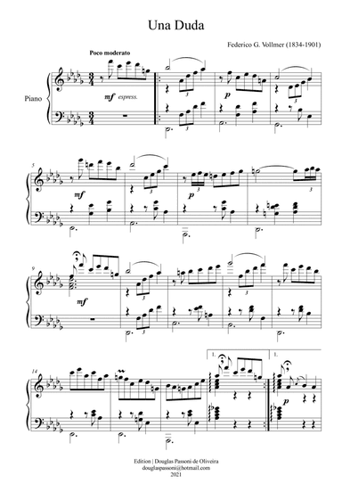 A doubt (Una Duda) - for piano solo (arr. Passoni Music)