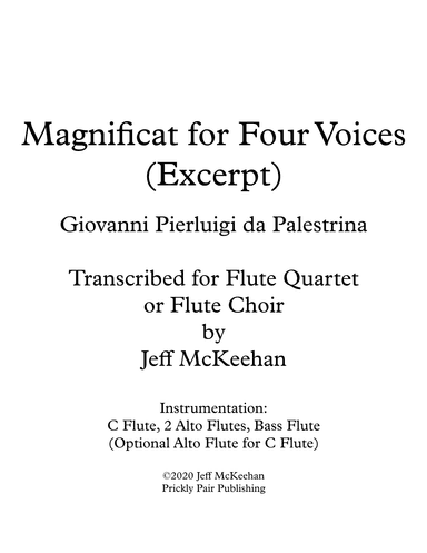 Magnificat for Flute Quartet (Palestrina) (arr. Jeff McKeehan)