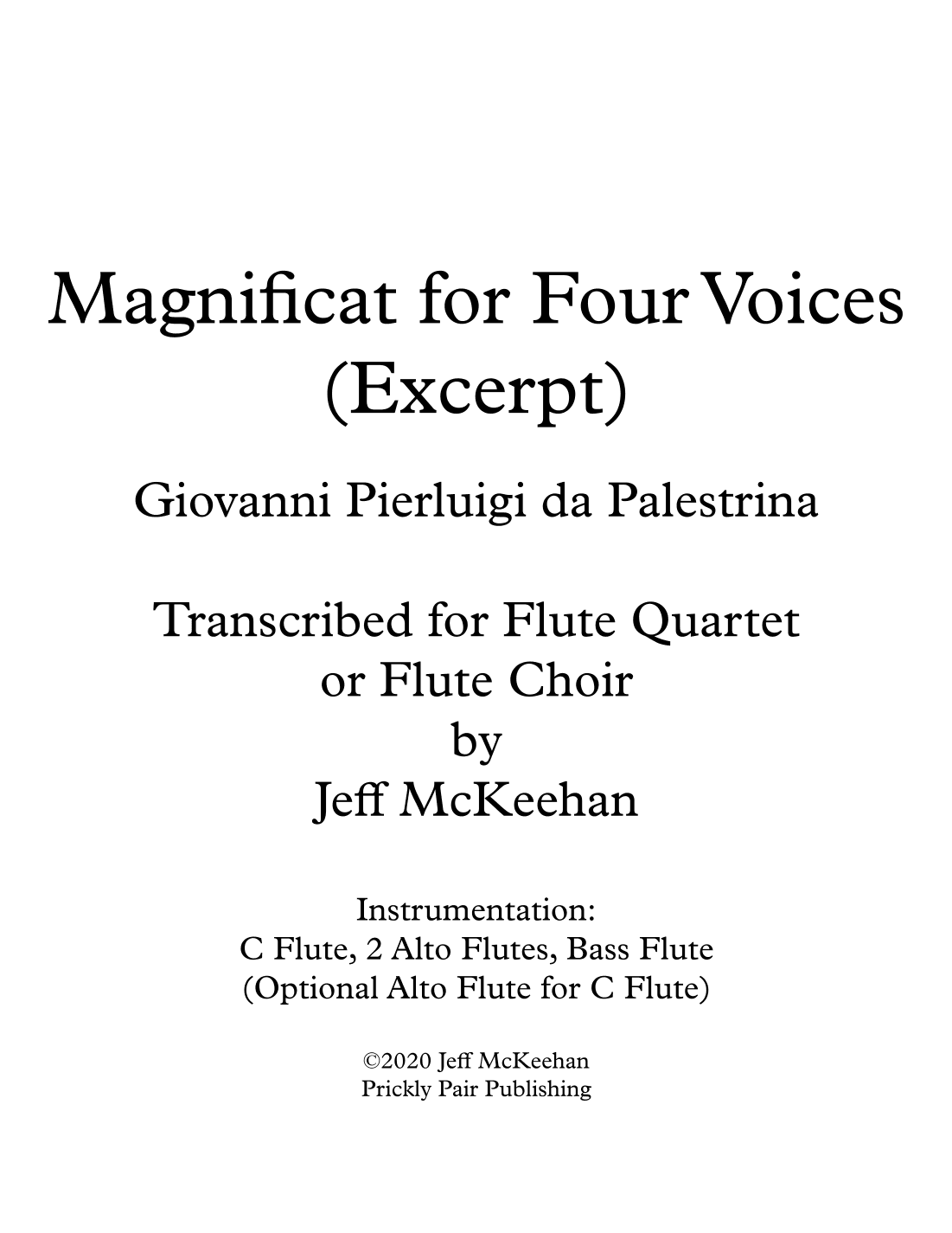 Magnificat for Flute Quartet (Palestrina) (arr. Jeff McKeehan)