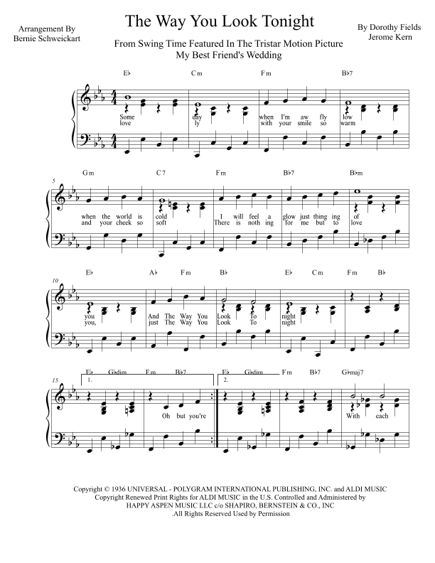 The Way You Look Tonight (arr. Bernie Schweickart)