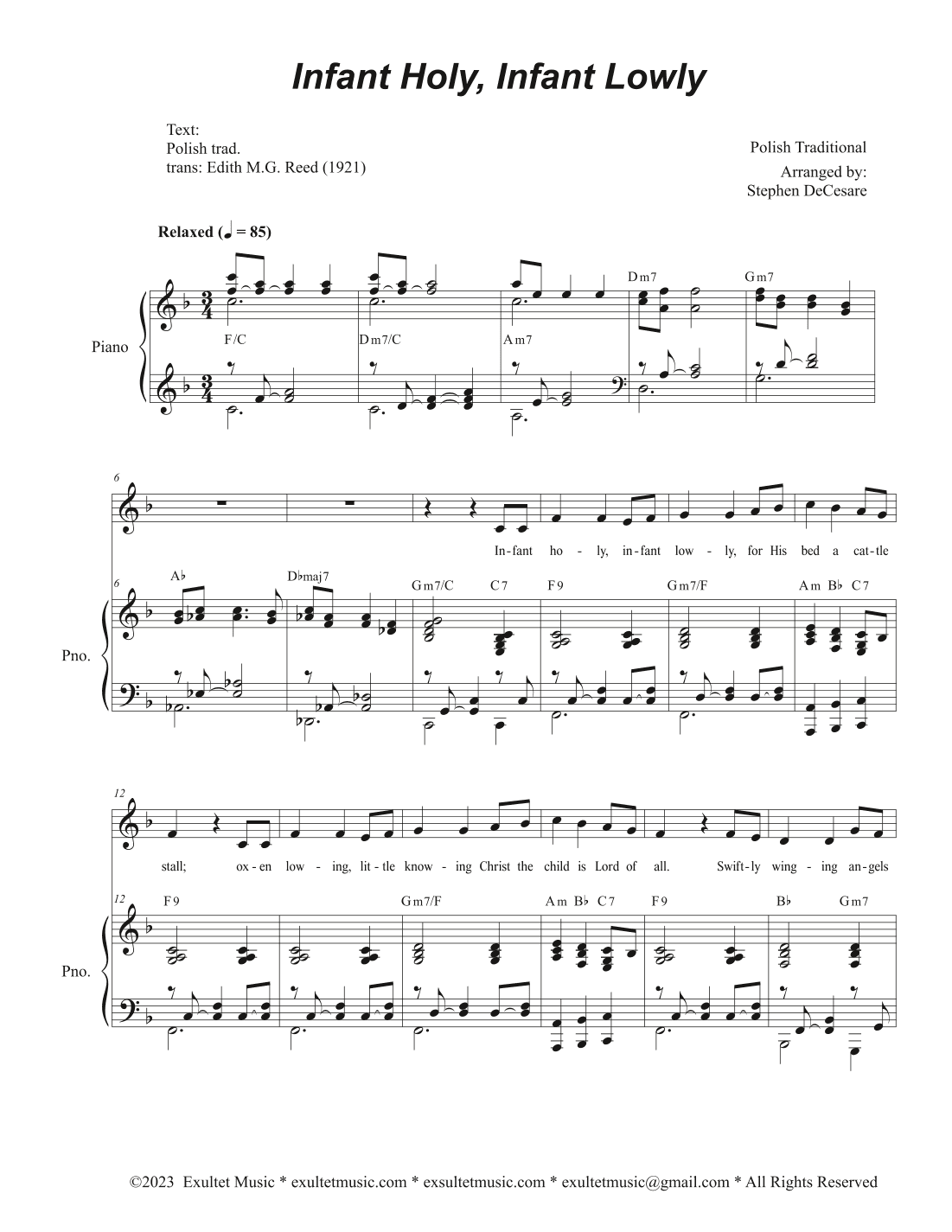 Infant Holy, Infant Lowly (Vocal solo) (arr. Stephen DeCesare)