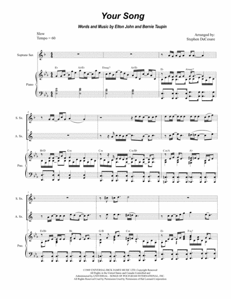 Your Song (arr. Stephen DeCesare)
