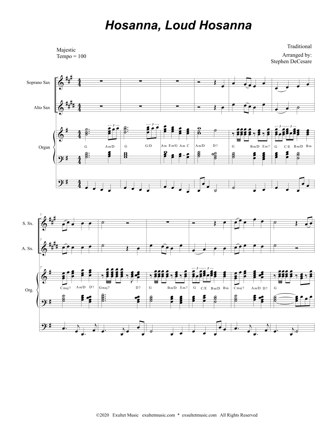 Hosanna, Loud Hosanna (Duet for Soprano and Alto Saxophone - Organ accompaniment) (arr. Stephen DeCesare)