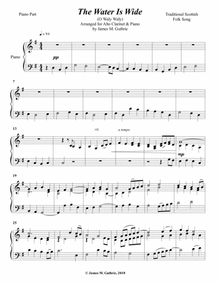The Water is Wide for Alto Clarinet & Piano (arr. James M. Guthrie)