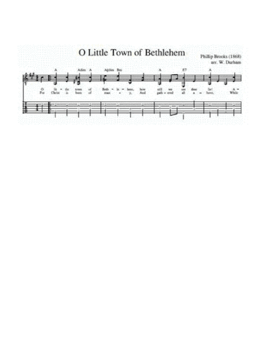 O Little Town of Bethlehem for easy fingerstyle guitar - tab/notation/lyrics (arr. W. Durham)