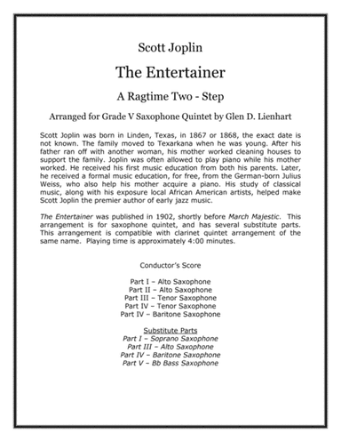 The Entertainer (Saxophones) (arr. Glen D. Lienhart)