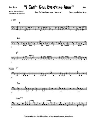 I Can't Give Everything Away (arr. Accubass)