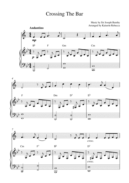 Crossing the Bar (Bb trumpet solo and piano accompaniment) (arr. Kaiserin Rebecca)