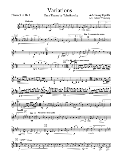 Variations on a Theme by Tchaikovsky (arr. Rotem Weinberg)
